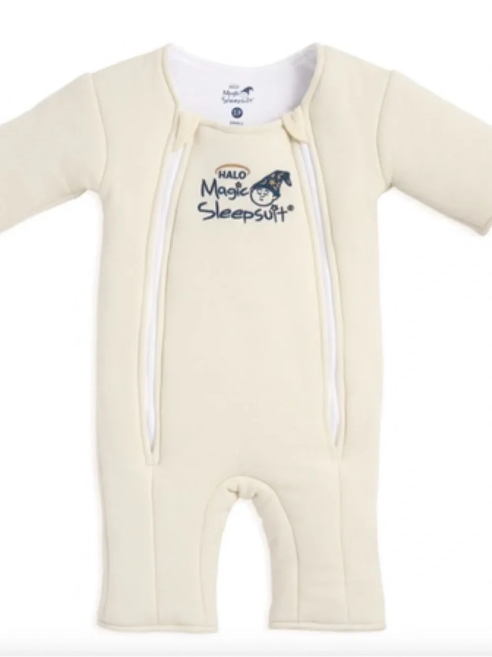 Halo Magic Sleepsuit One-Piece in Cream with Navy Logo